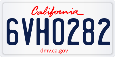 CA license plate 6VHO282