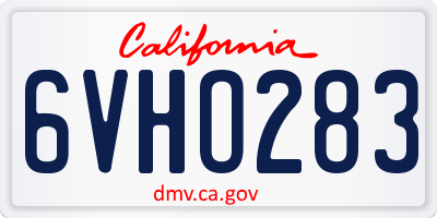 CA license plate 6VHO283