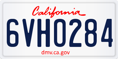CA license plate 6VHO284