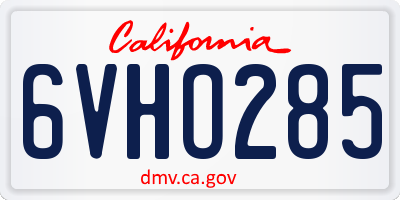 CA license plate 6VHO285