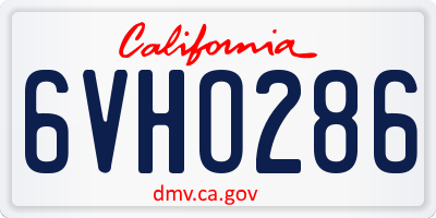CA license plate 6VHO286