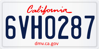 CA license plate 6VHO287