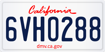 CA license plate 6VHO288