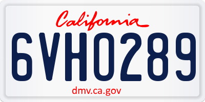 CA license plate 6VHO289