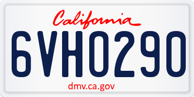 CA license plate 6VHO290