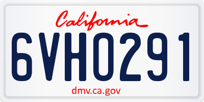 CA license plate 6VHO291