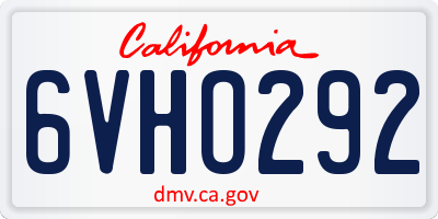 CA license plate 6VHO292
