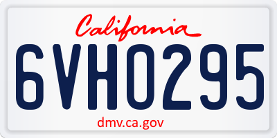 CA license plate 6VHO295