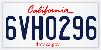 CA license plate 6VHO296