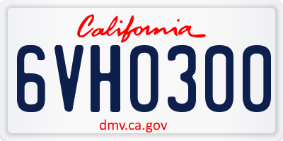 CA license plate 6VHO300