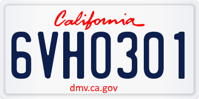 CA license plate 6VHO301