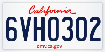 CA license plate 6VHO302