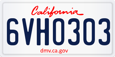 CA license plate 6VHO303