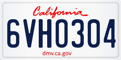 CA license plate 6VHO304