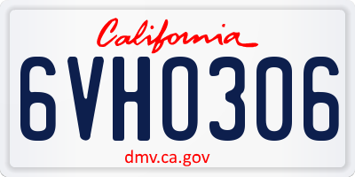 CA license plate 6VHO306