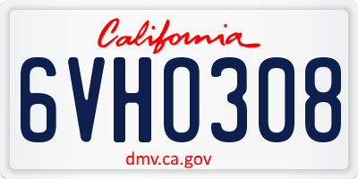 CA license plate 6VHO308