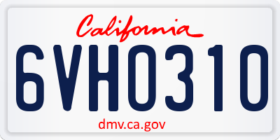 CA license plate 6VHO310