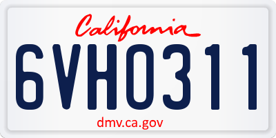CA license plate 6VHO311