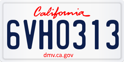 CA license plate 6VHO313