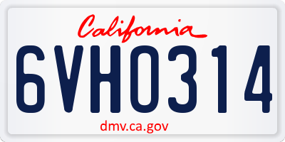CA license plate 6VHO314