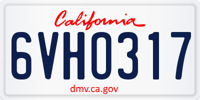 CA license plate 6VHO317
