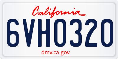 CA license plate 6VHO320