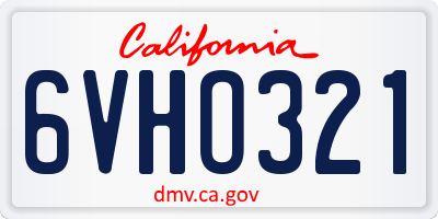 CA license plate 6VHO321