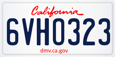 CA license plate 6VHO323