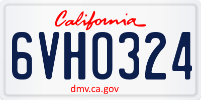 CA license plate 6VHO324