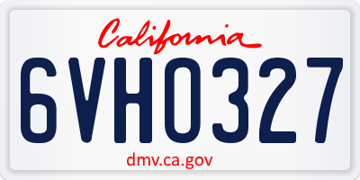 CA license plate 6VHO327