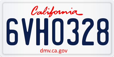 CA license plate 6VHO328