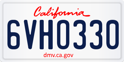 CA license plate 6VHO330