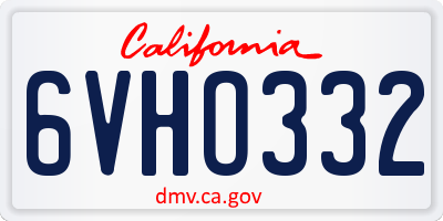 CA license plate 6VHO332