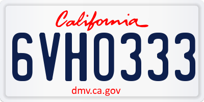 CA license plate 6VHO333