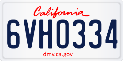 CA license plate 6VHO334