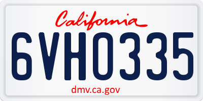 CA license plate 6VHO335