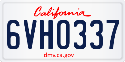 CA license plate 6VHO337
