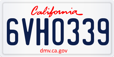 CA license plate 6VHO339
