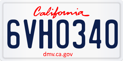 CA license plate 6VHO340