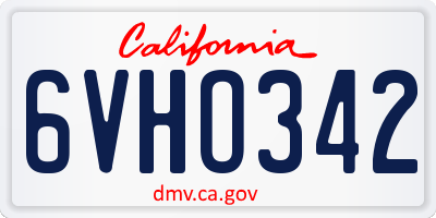 CA license plate 6VHO342