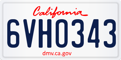 CA license plate 6VHO343