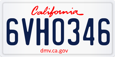 CA license plate 6VHO346