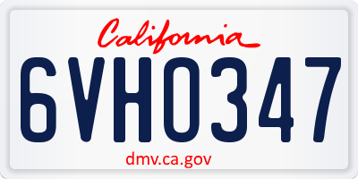 CA license plate 6VHO347