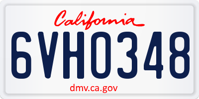 CA license plate 6VHO348