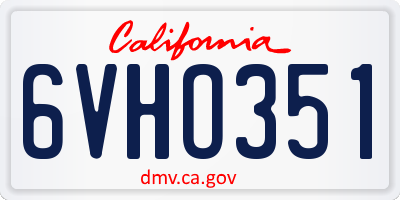 CA license plate 6VHO351