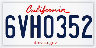 CA license plate 6VHO352