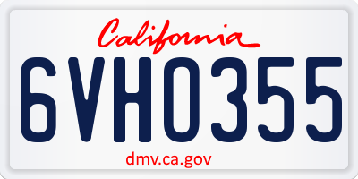 CA license plate 6VHO355
