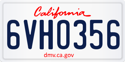 CA license plate 6VHO356