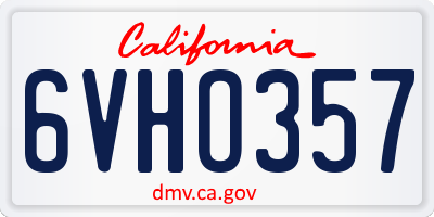 CA license plate 6VHO357