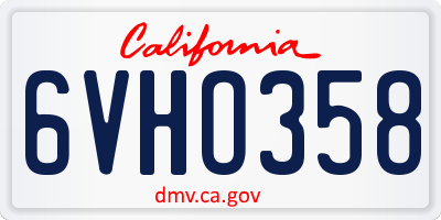CA license plate 6VHO358